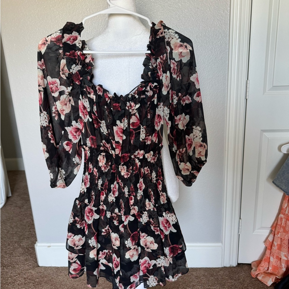 Floral sheer mini romper